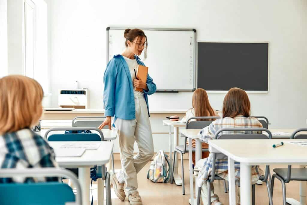 Children learning in a school classroom